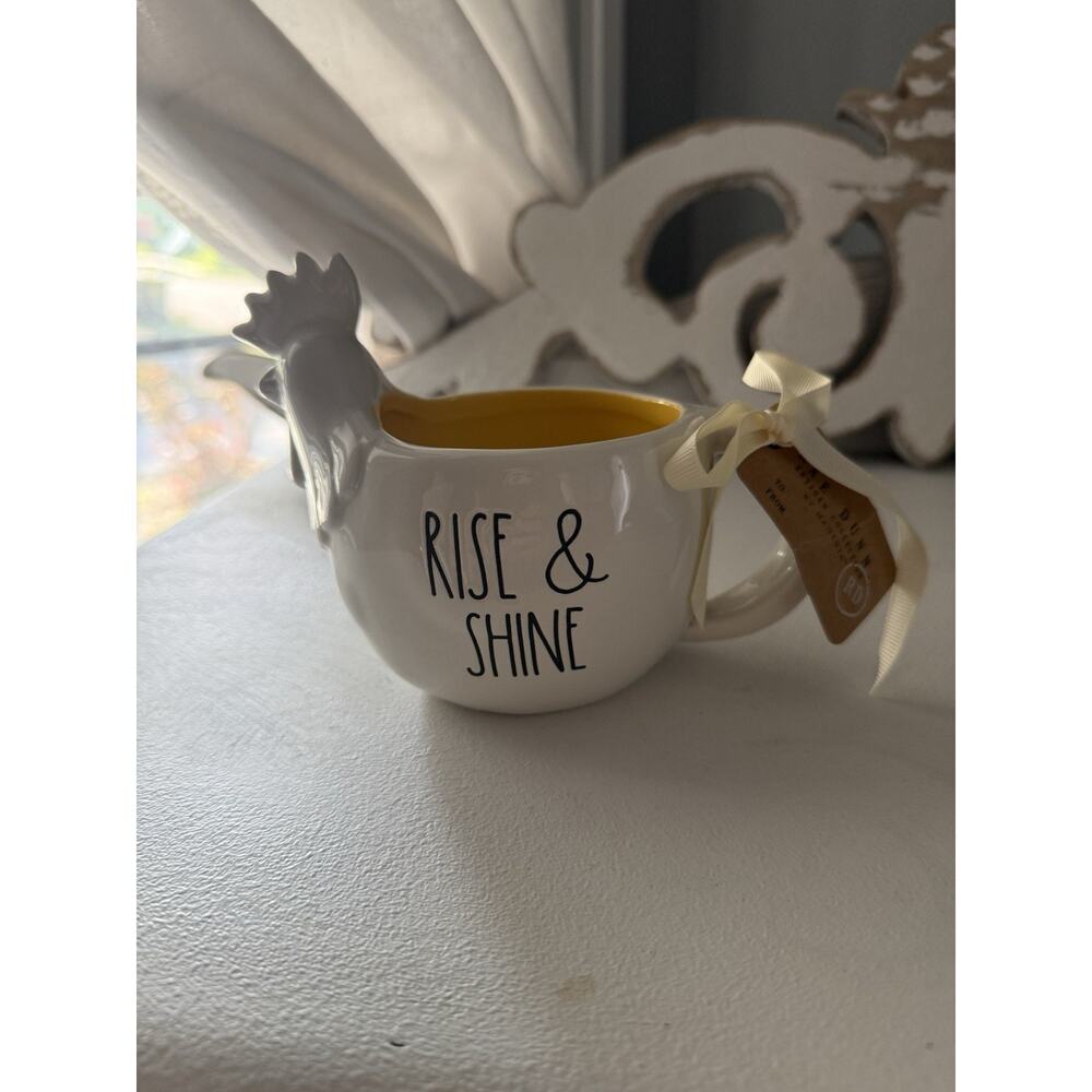 Rae Dunn Good Morning Chicken Figural Mug Rooster Farmhouse Ceramic Kitchen Gift